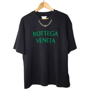 Bottega Veneta Mens Pre-Fall 2022 Chain Logo T-Shirt Black Green 646907 M